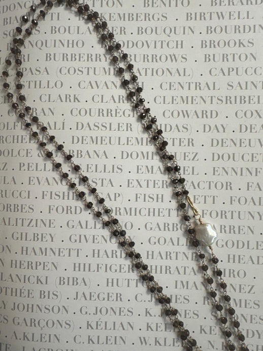 Black Spinel Long Necklace 36” +