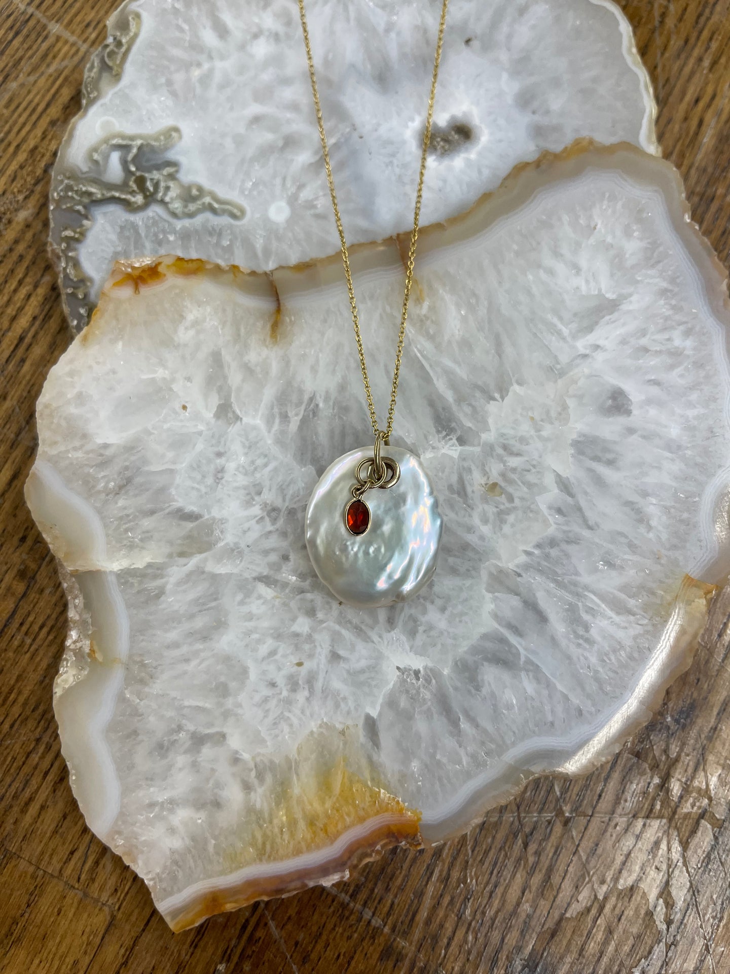 Keshi Pearl/Ruby Necklace
