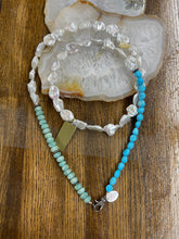 32” Keshi/ Turquoise Necklace - Vincent Peach Fine Jewelry