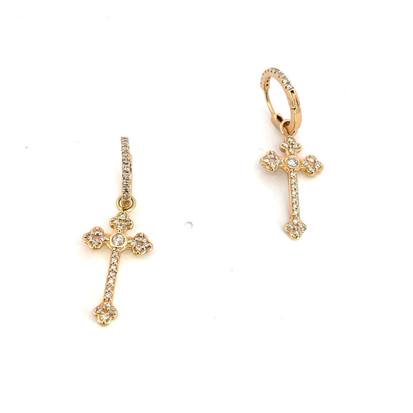 14kt Diamond Cross Earrings