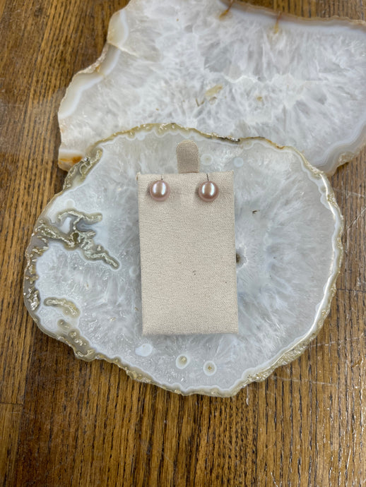 8mm Pink Pearl Studs - Vincent Peach Fine Jewelry