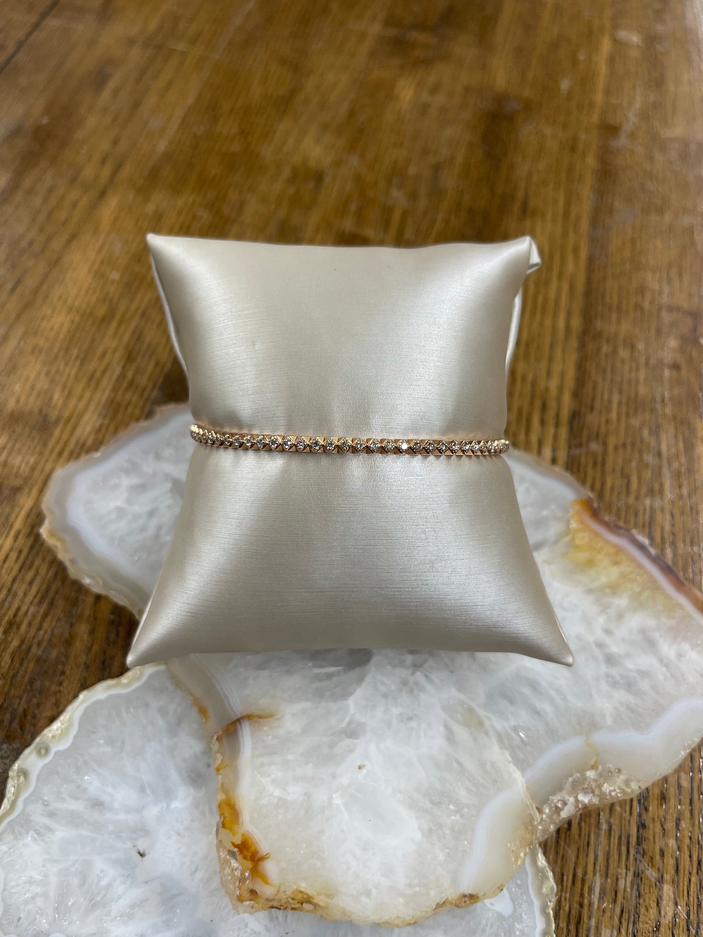 1ct Diamond 14kt Rose Gold Flex Bangle