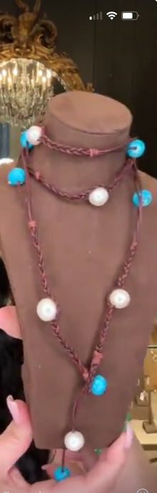 Turquoise/Freshwater Bohemian Lariat