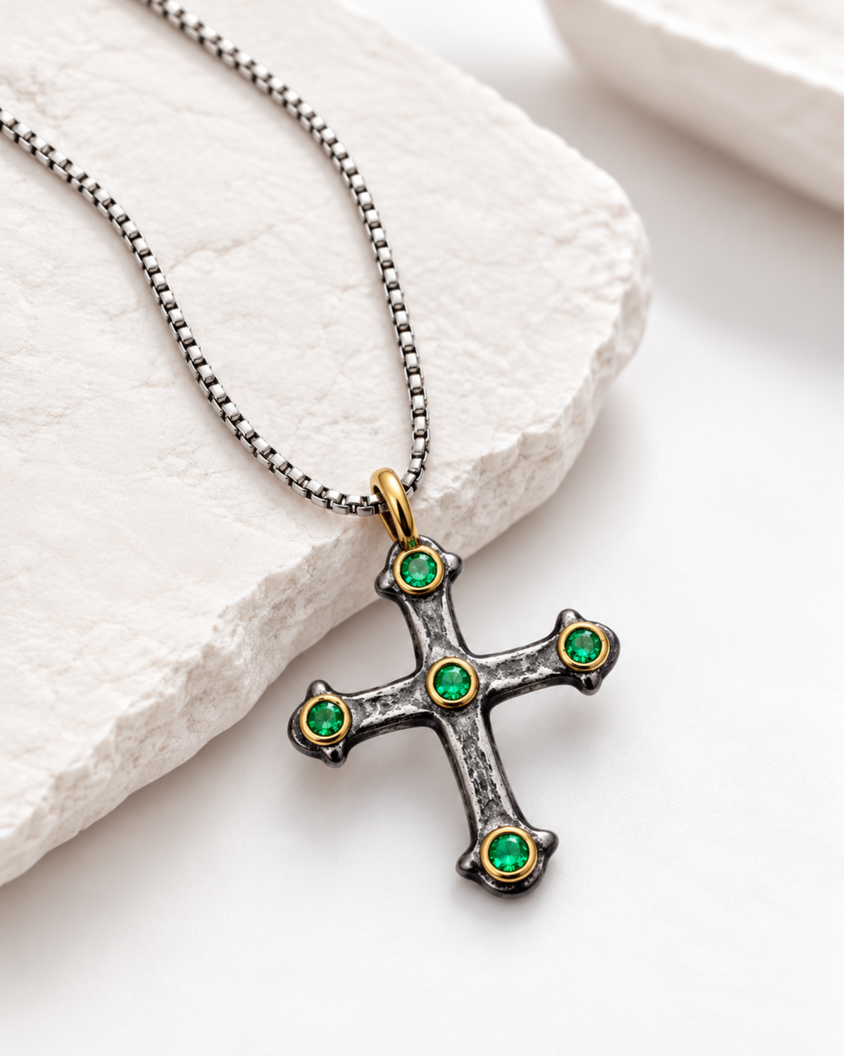 Cathedral Emerald Cross Pendant by Vincent Peach, view 4