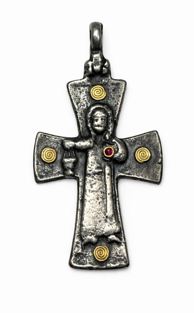 Christ Heritage Ruby Cross Pendant, front