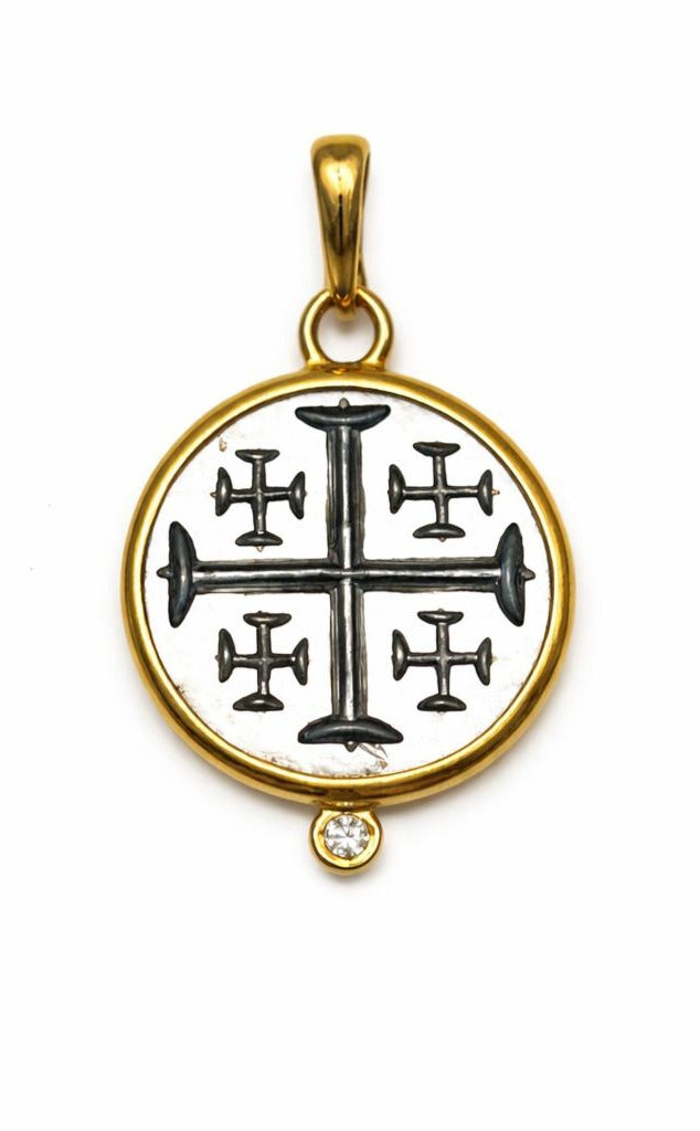 Intaglio Cross Pendant | Mother-of-Pearl, front