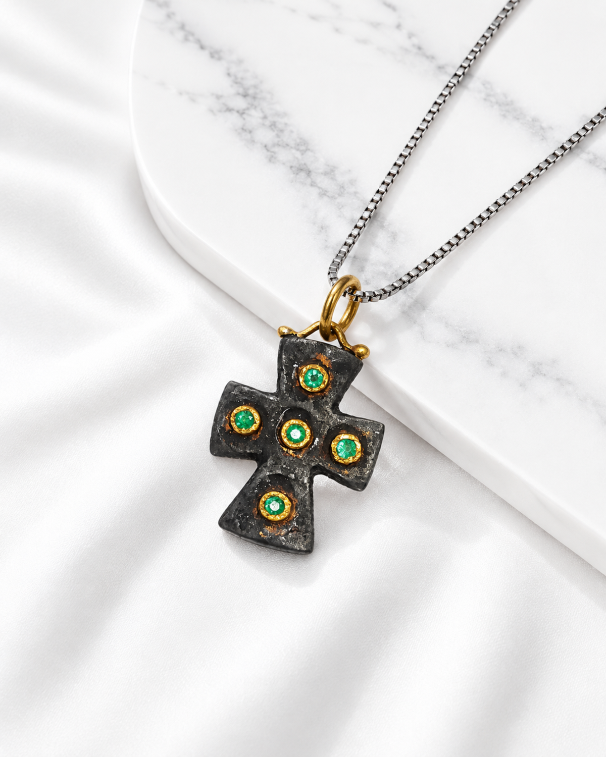 Majestic Emerald Cross Pendant by Vincent Peach, view 4
