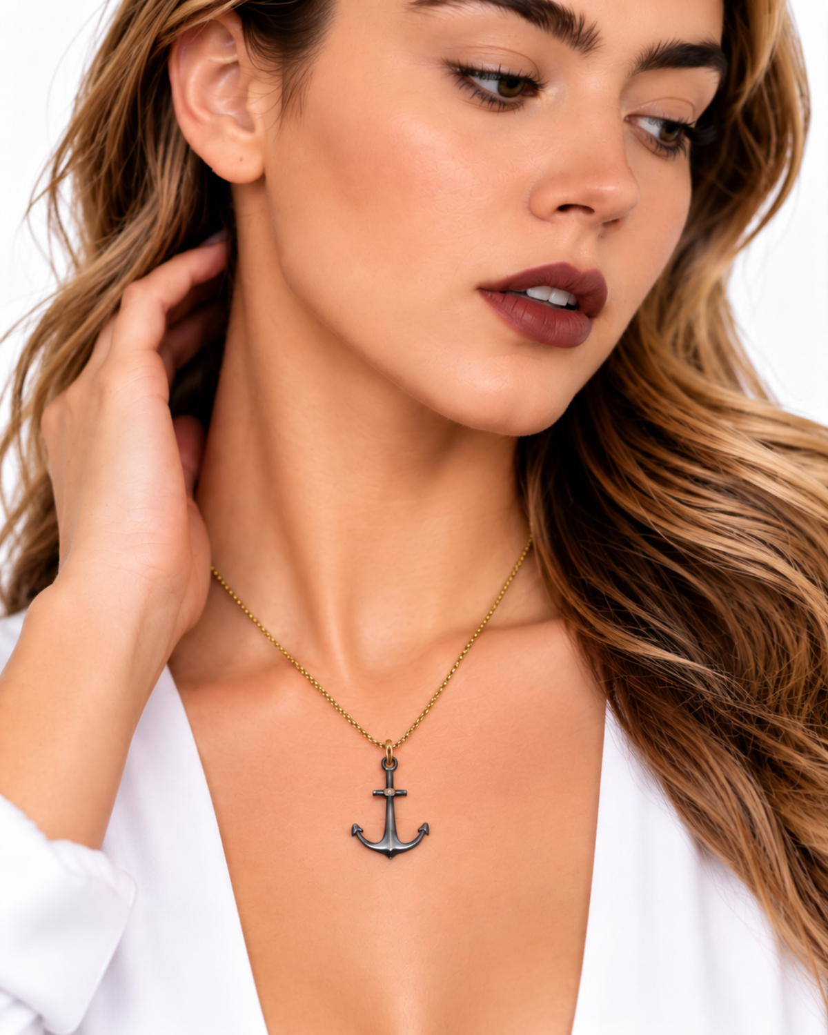 Mariner's Cross Anchor Diamond Pendant by Vincent Peach, view 11