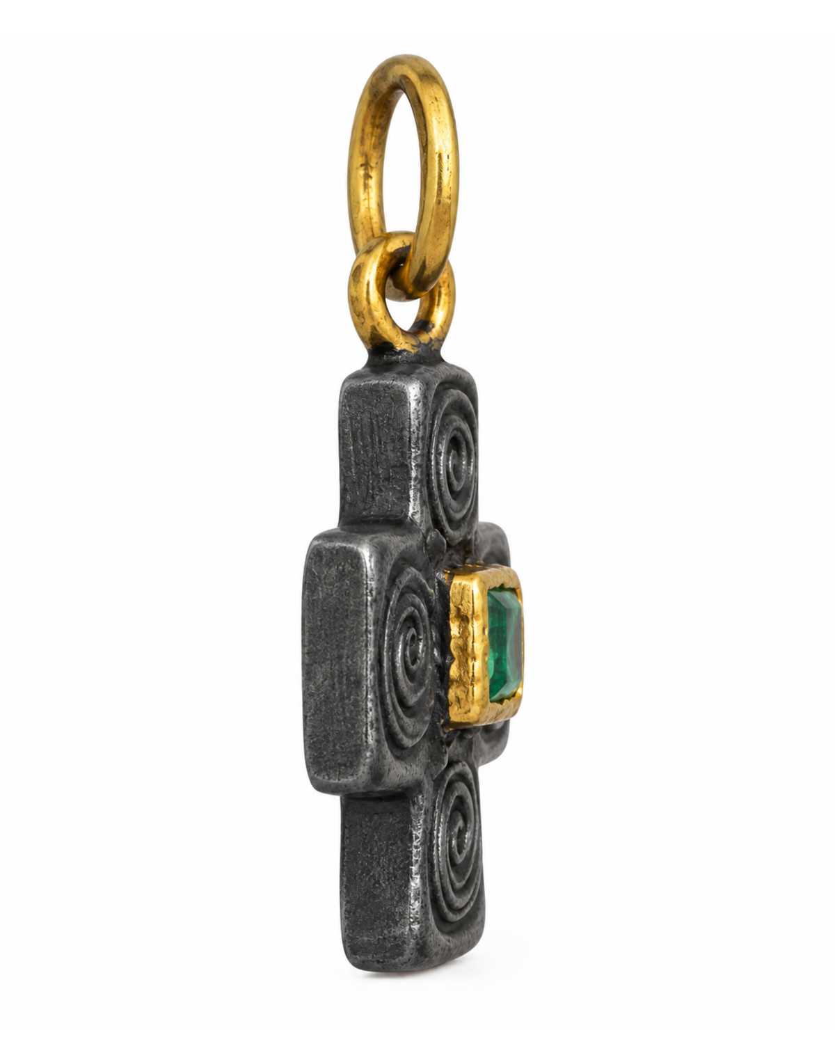 Talisman Emerald Cross Pendant by Vincent Peach, view 2