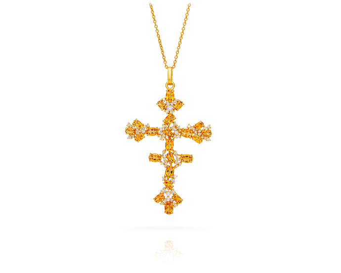 Cross of Lorraine Necklace | Citrine