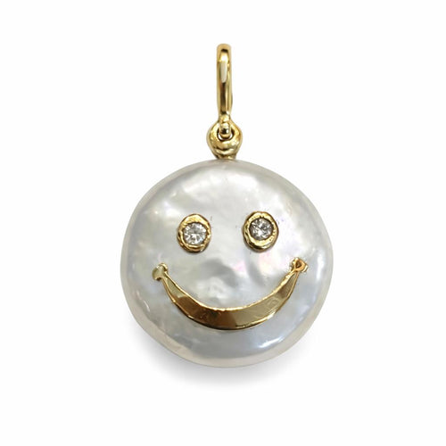 Gold Smily Face Pendent - Vincent Peach Fine Jewelry