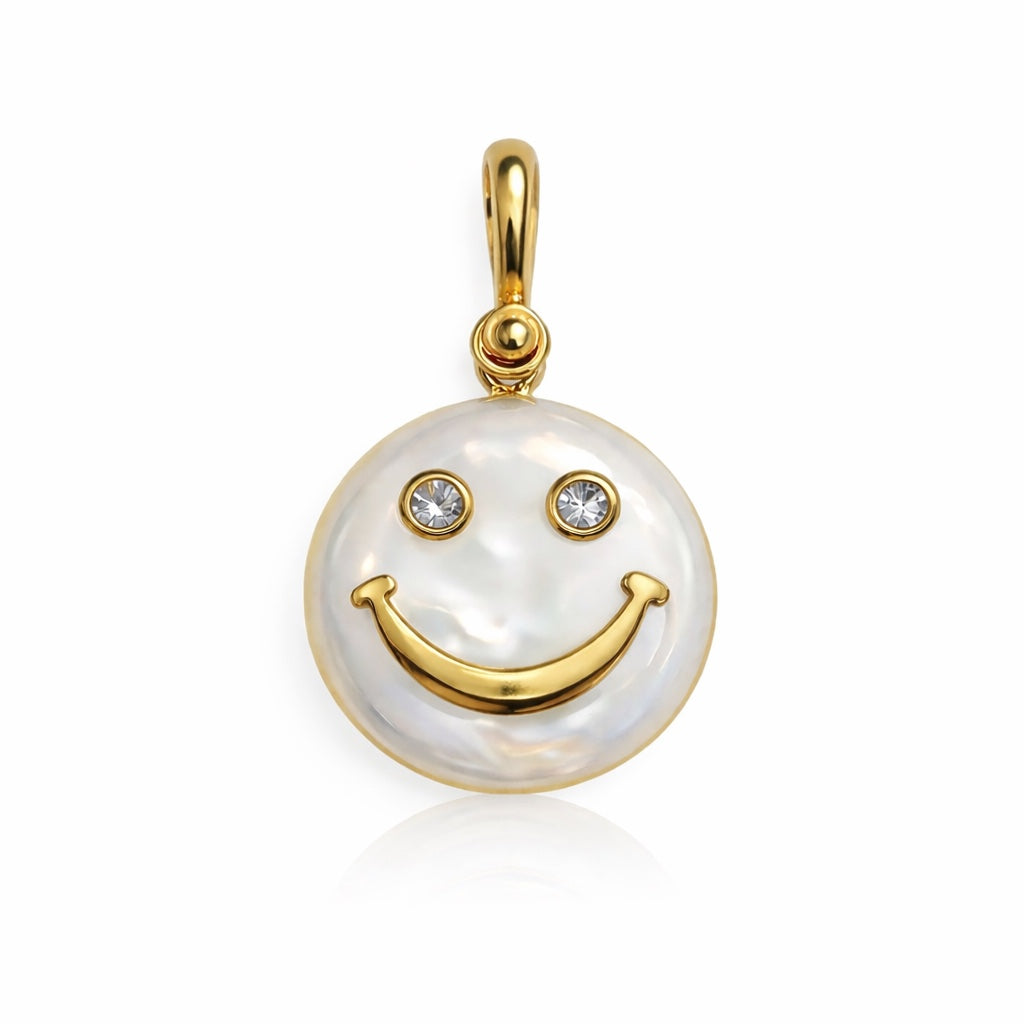 Gold Smily Face Pendent - Vincent Peach Fine Jewelry