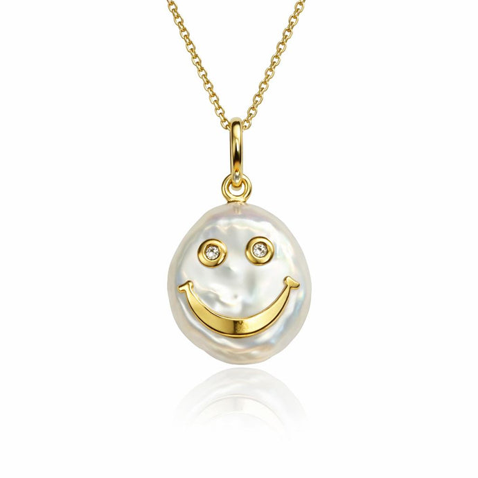 Gold Smily Face Pendent - Vincent Peach Fine Jewelry