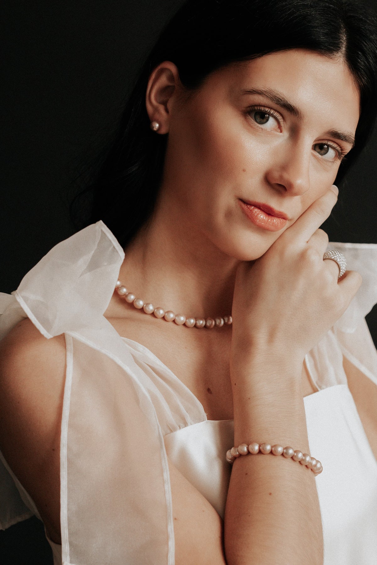 Dusty Rose Pearl Bracelet by Vincent Peach, view 2
