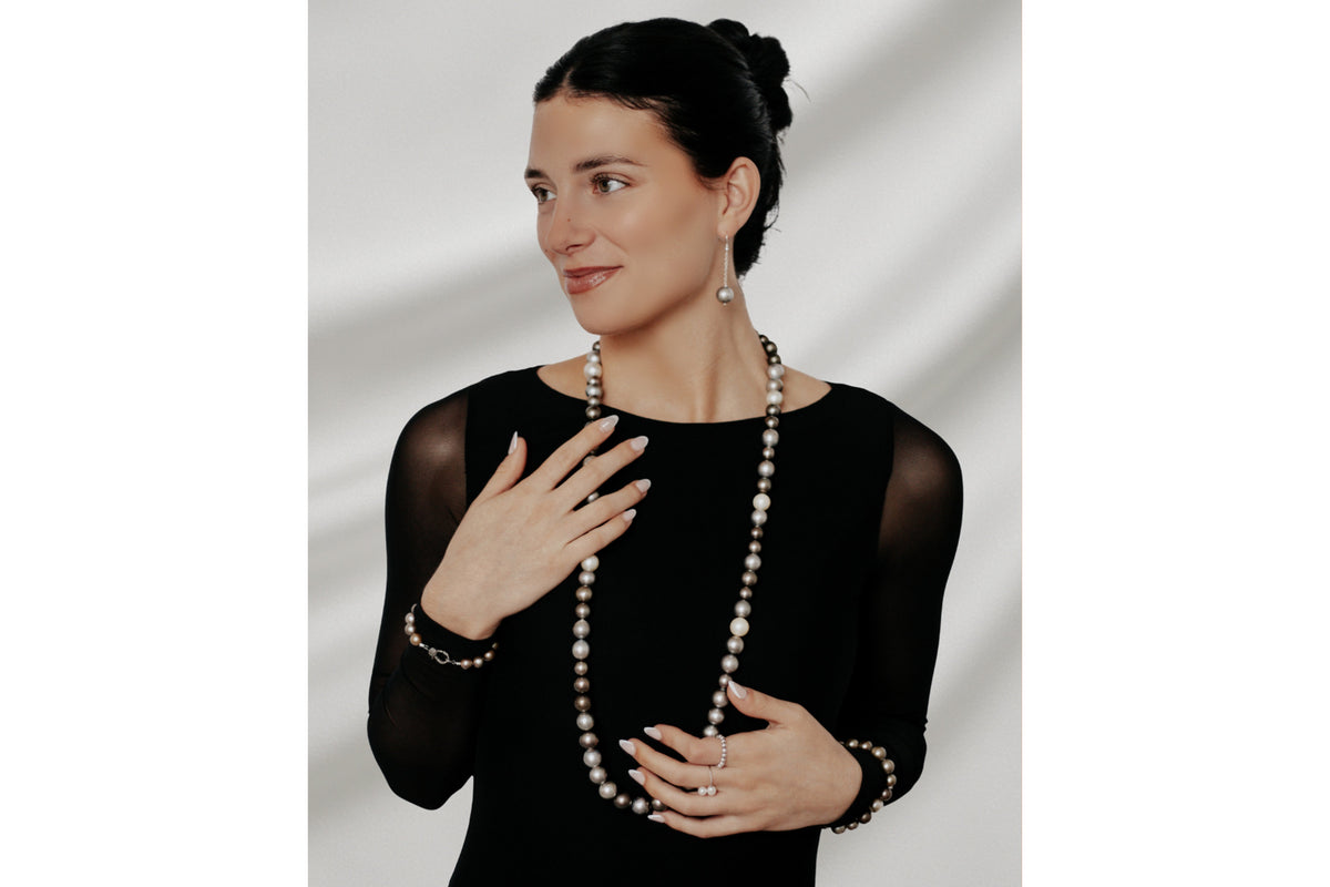Tahitian Pearl Biltmore Chain Earrings by Vincent Peach, view 2