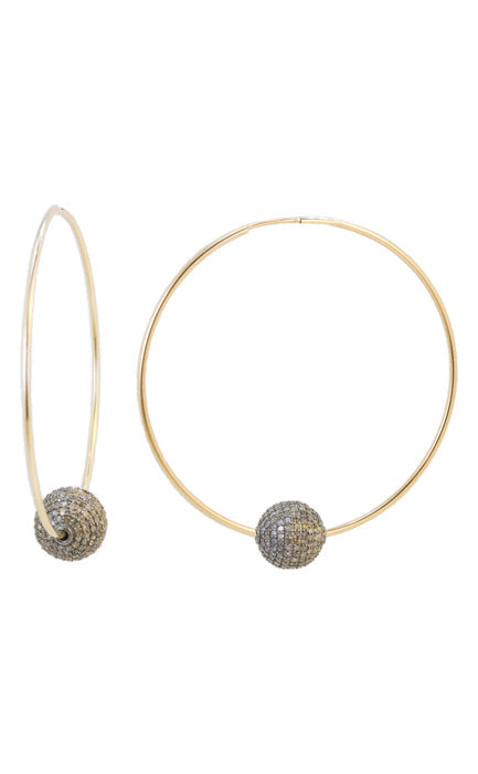 Biltmore Pearl & Diamond Hoop Earrings by Vincent Peach, view 7