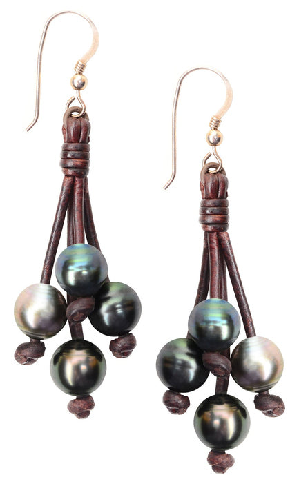 Tahitian Pearl Boho Tassel Earrings by Vincent Peach