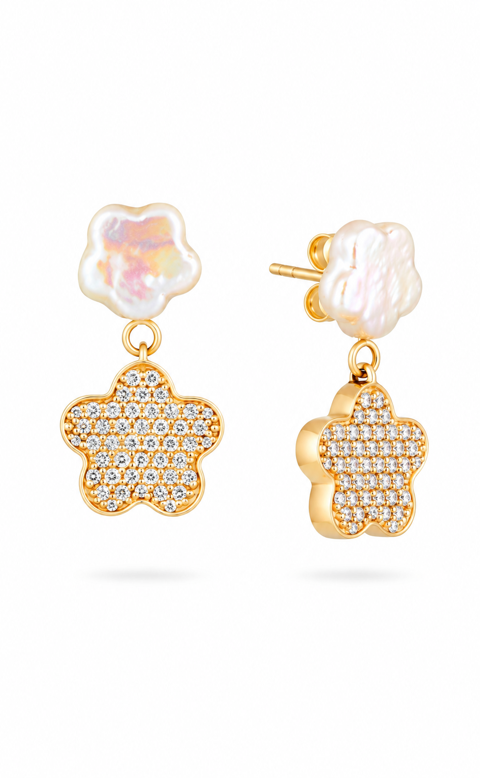 Clover Pearl & Diamond Drop Earrings by Vincent Peach