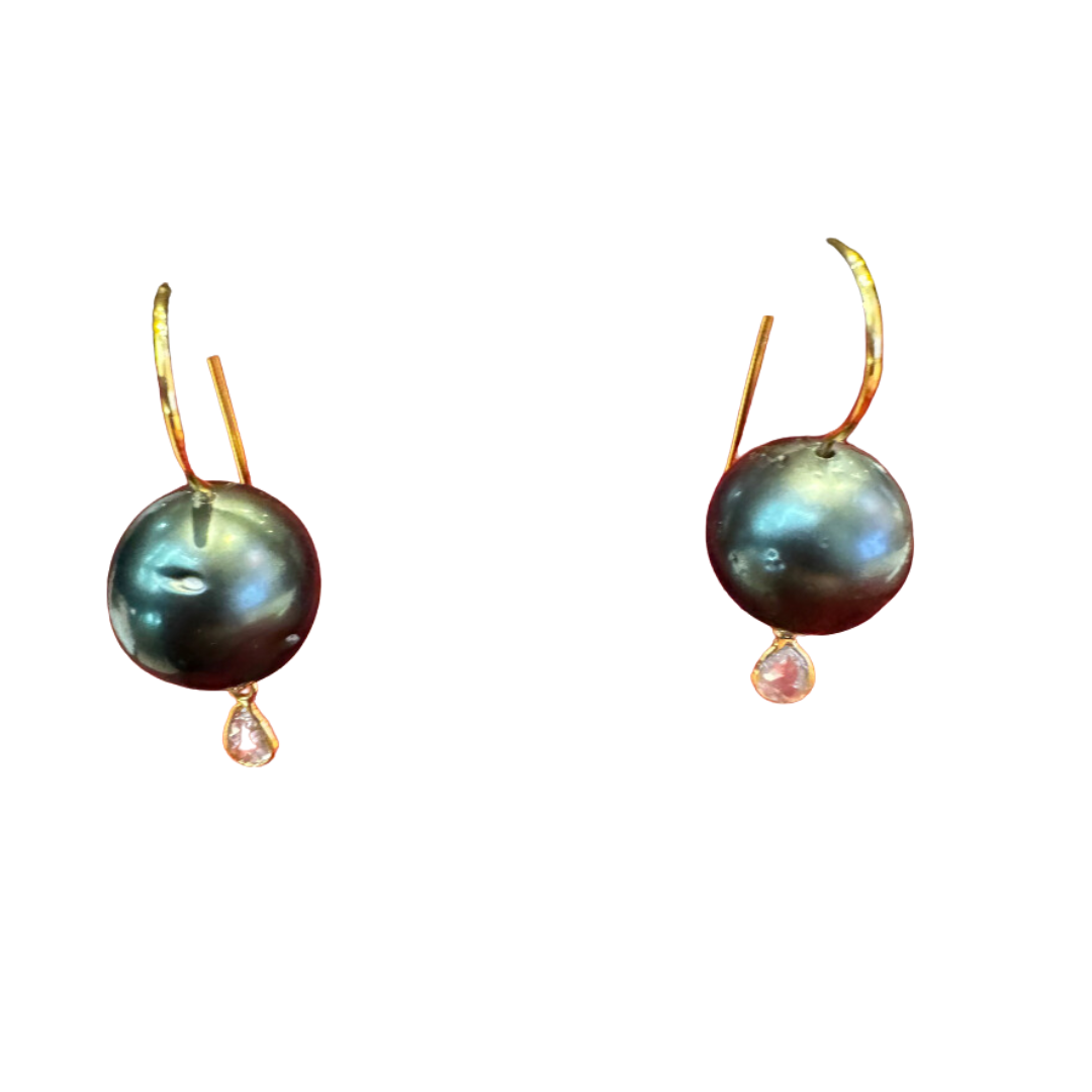Tahitian Pearl Royal Drop Earrings by Vincent Peach