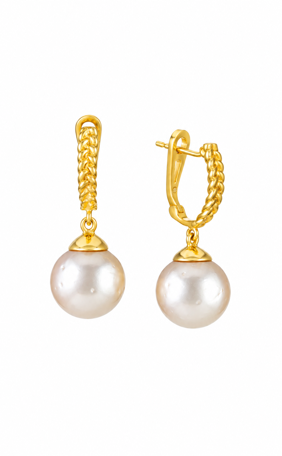 White South Sea Gold Drop Earrings by Vincent Peach