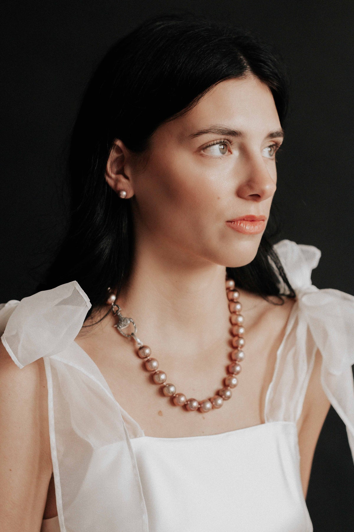 Vivid Pink Edison Pearl Necklace by Vincent Peach, view 3