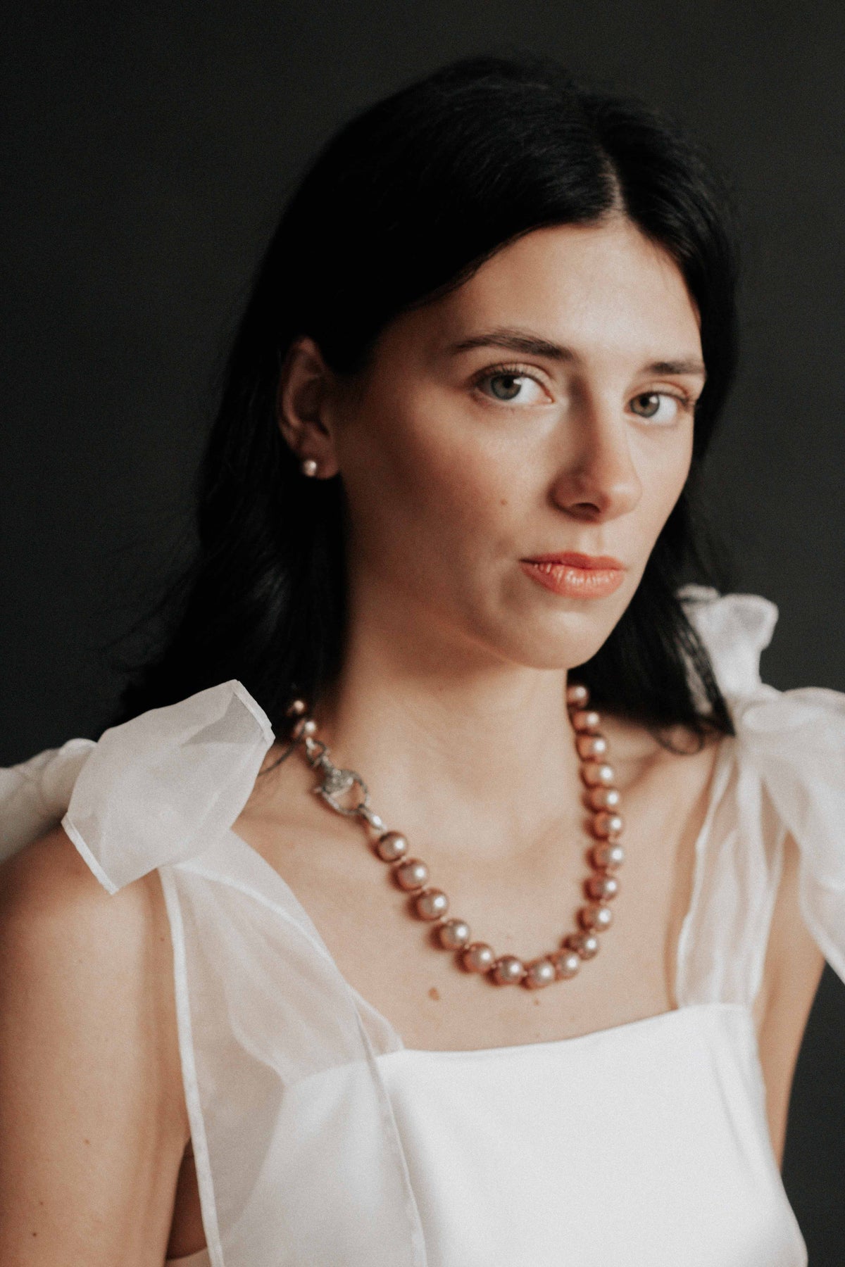 Vivid Pink Edison Pearl Necklace by Vincent Peach, view 6