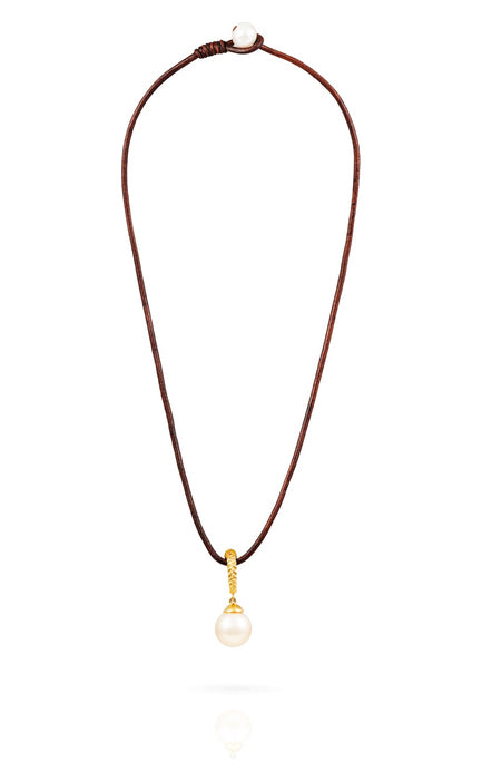 White South Sea Pearl Gold Drop Necklace by Vincent Peach