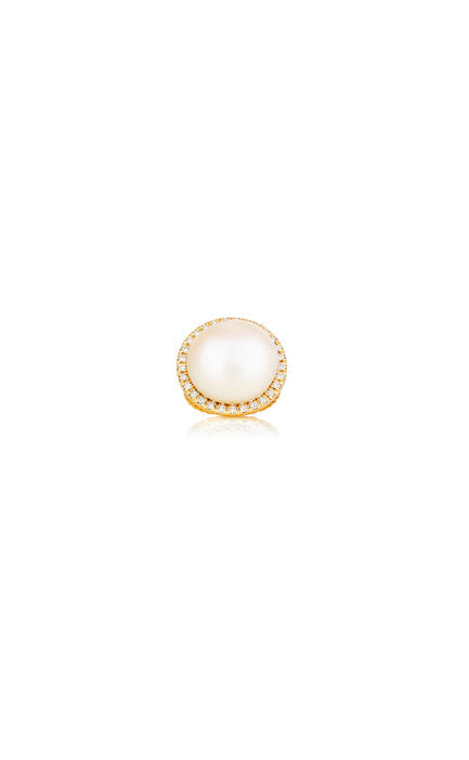 Natural Pearl Diamond Ring by Vincent Peach