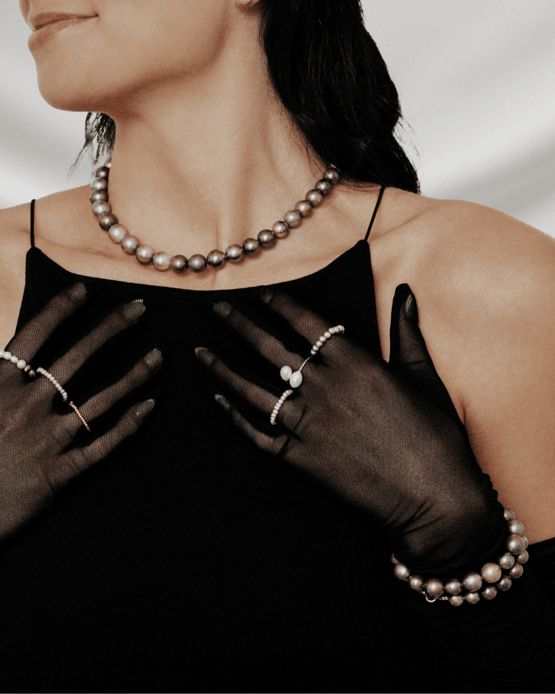 Tahitian Pearl Necklace & Bracelet Set by Vincent Peach, view 3