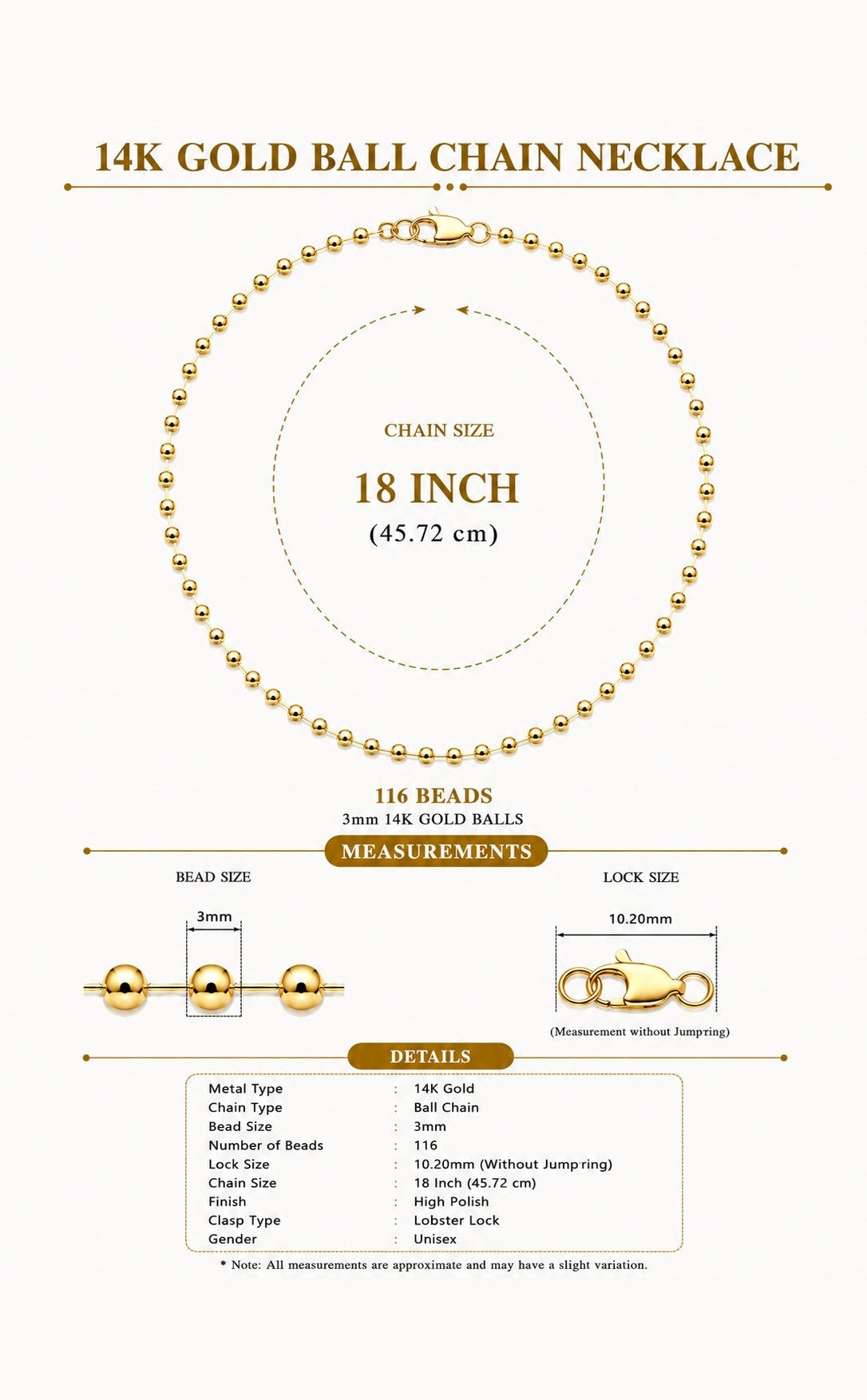 Ball Chain in 18K Gold by Vincent Peach, view 6
