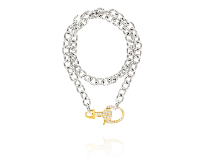 Stirrup Lock Chain Necklace | Diamond - Vincent Peach Fine Jewelry