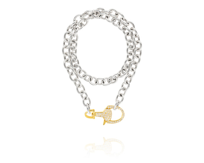 Stirrup Lock Chain Necklace | Diamond