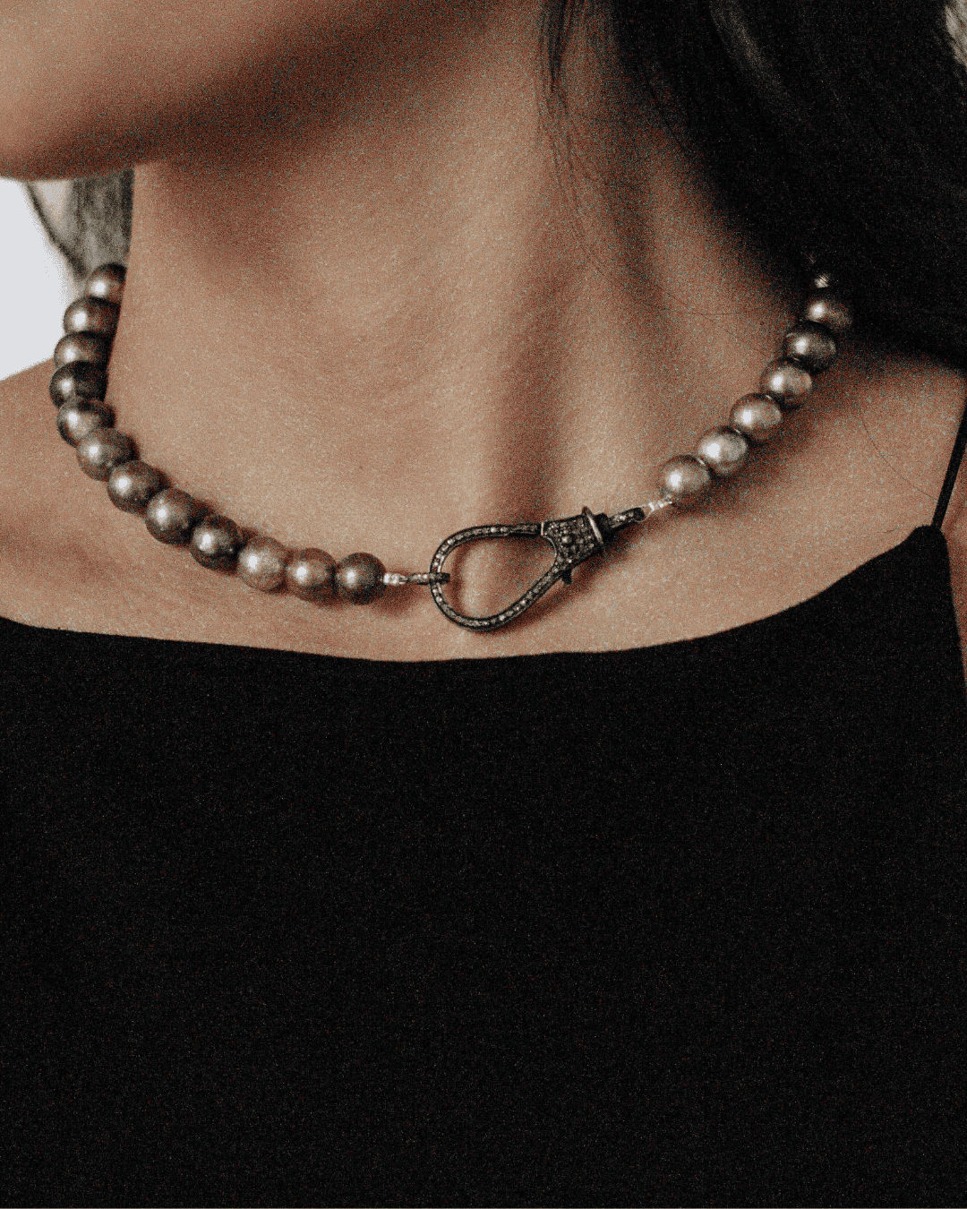 Tahitian Pearl Necklace | Large Diamond Clasp
