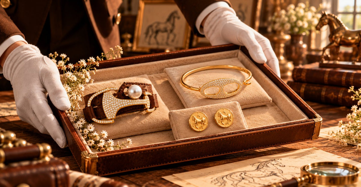 A Vincent Peach concierge presenting a tray of fine jewelry