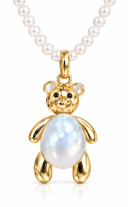 Teddy Bear Necklace — teddy bear pendant front