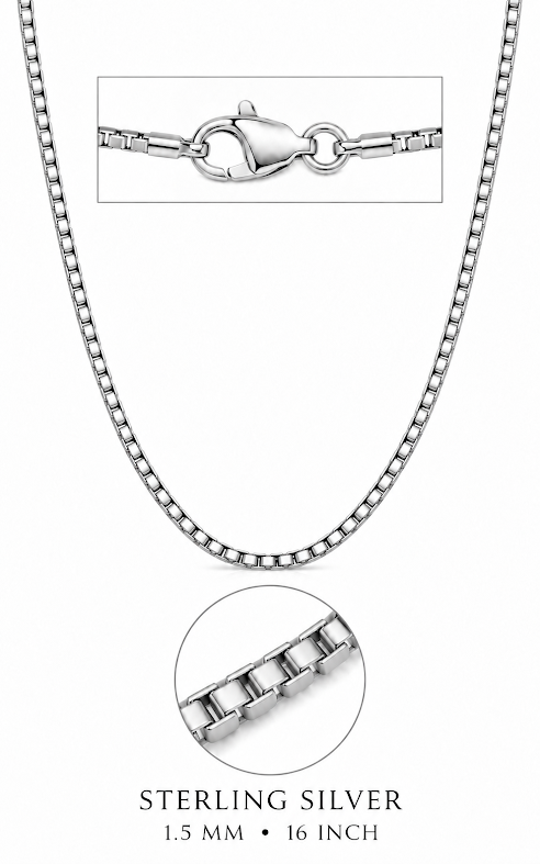 variant-chain: sterling silver Venetian box chain, 16 inch