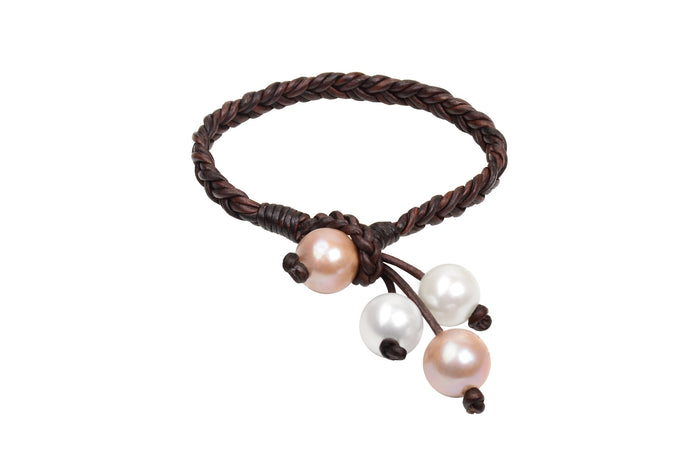 Boho Tassel Bracelet, Pink Freshwater Pearls - Hottest Designer Pearl and Leather Jewelry | VINCENT PEACH
