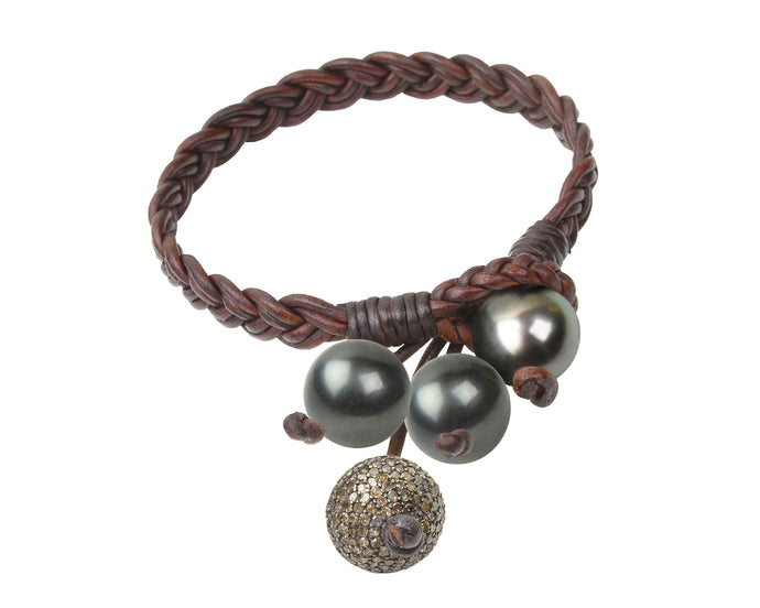 Boho Tassel Bracelet, Pavé and Tahitian - Vincent Peach Fine Jewelry