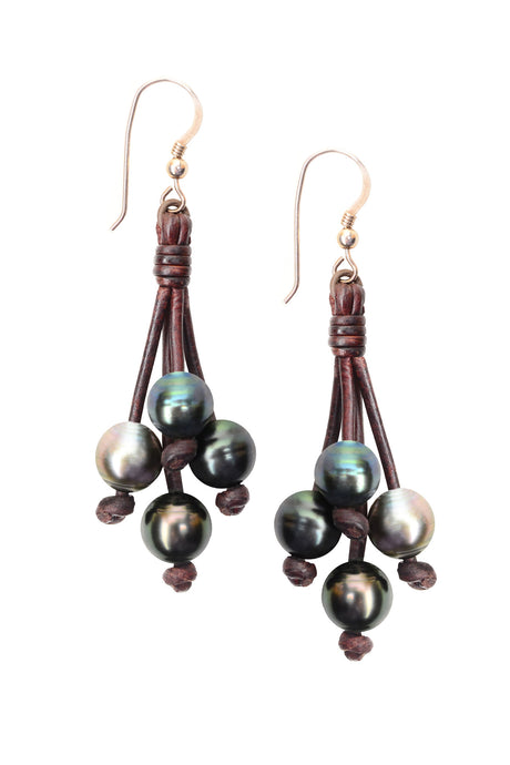 Boho Tassel Earrings, Tahitian - Hottest Designer Pearl and Leather Jewelry | VINCENT PEACH
