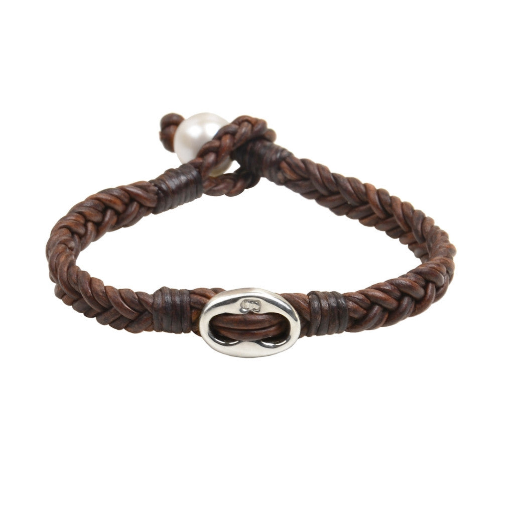 Braided Windward Bracelet - Hottest Designer Pearl and Leather Jewelry | VINCENT PEACH
 - 1