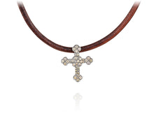 Diamond Sterling Silver Leather Cross Pendant Nashville Vincent Peach Fine Jewelry