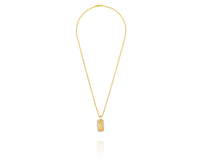 Dog Tag Stirrup Necklace | Gold