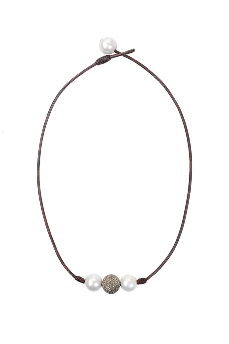 Pavé in a Pod Choker - Hottest Designer Pearl and Leather Jewelry | VINCENT PEACH
 - 1