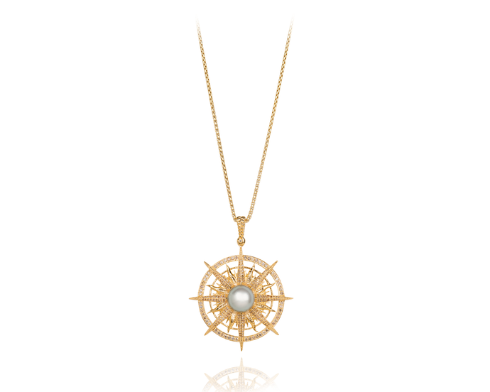 14 Karat Gold Compass Necklace