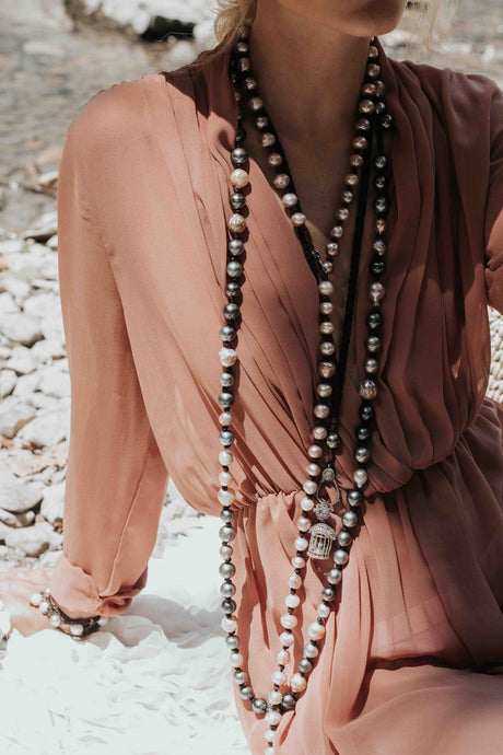 Knotted Multi-Colored Baroque Pearl Necklace - Vincent Peach Fine Jewelry
