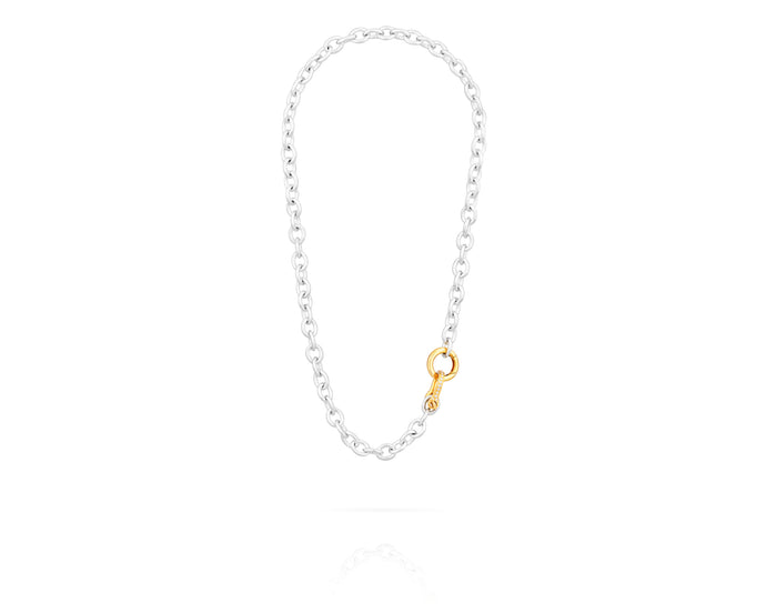 Petite Shackle Chain Necklace | Gold Diamond