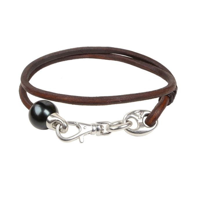 Mens Marina Bracelet - Hottest Designer Pearl and Leather Jewelry | VINCENT PEACH
