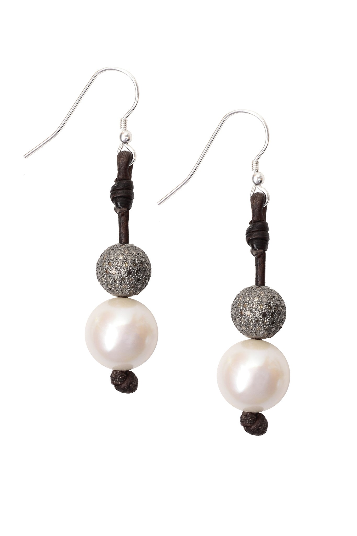 Diamond Seaplicity Earrings - Hottest Designer Pearl and Leather Jewelry | VINCENT PEACH
