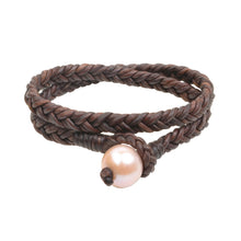 Pink Double Wrap Flat Braid Bracelet - Hottest Designer Pearl and Leather Jewelry | VINCENT PEACH
