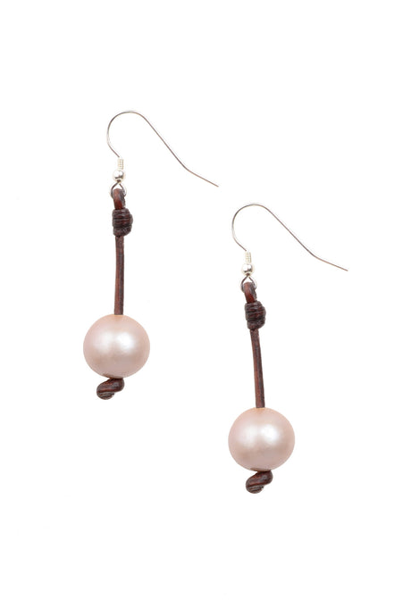 Pink Seaplicity Earrings - Hottest Designer Pearl and Leather Jewelry | VINCENT PEACH
